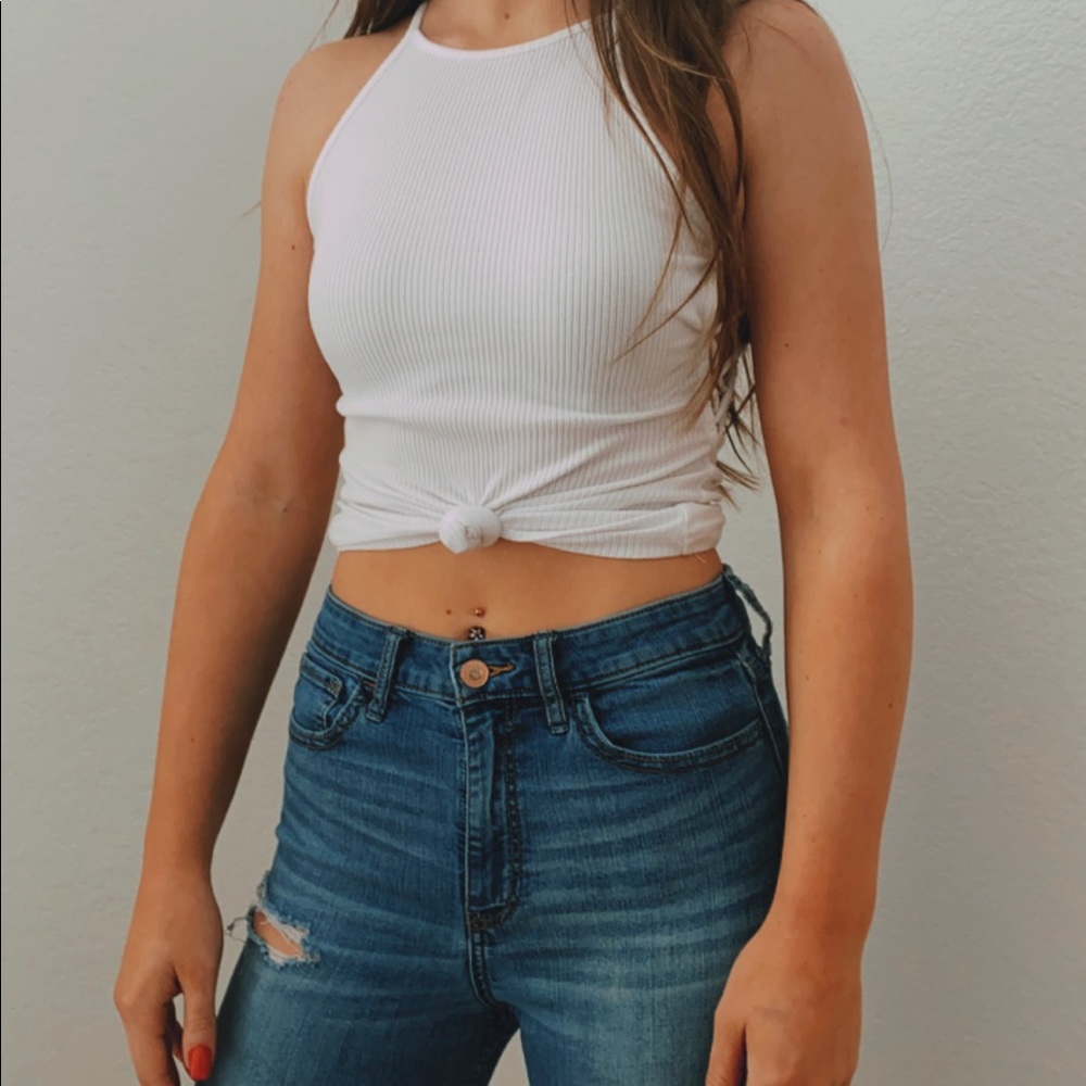 white tight tank